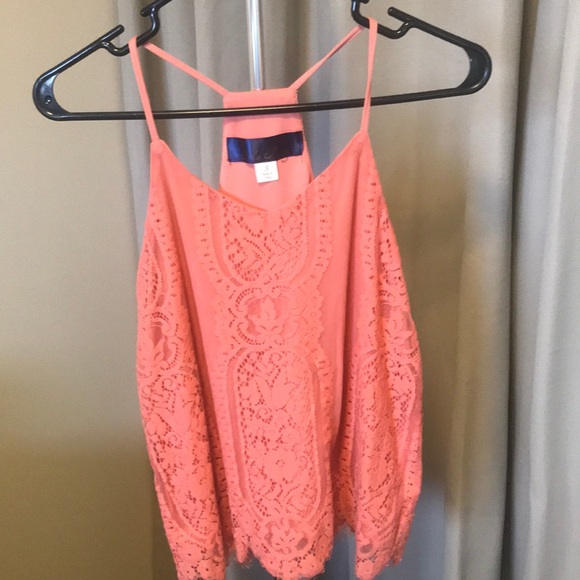 Francesca’s Lace Salmon Colored Tank - Picture 1 of 3